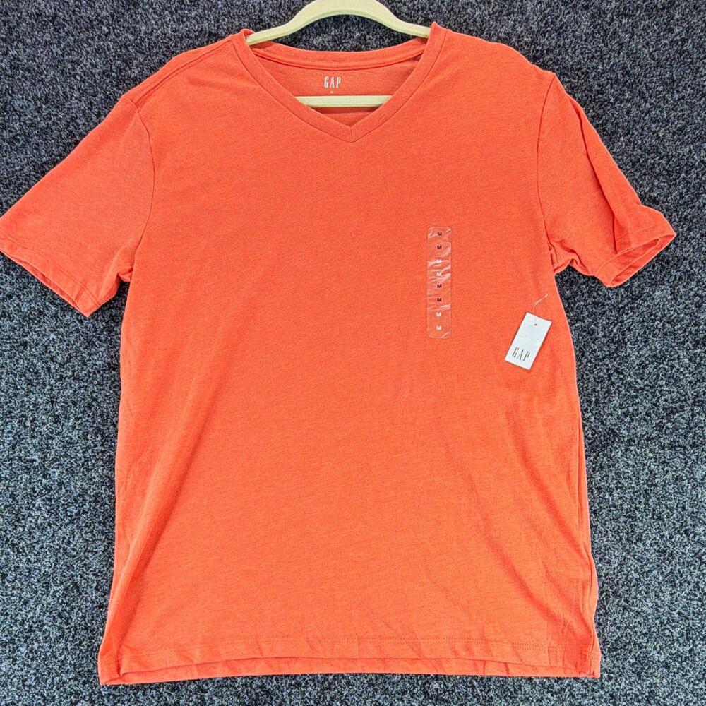 GAP Everyday Vee 3 Men’s Tagless V-Neck Solid Orange Tee Shirt M